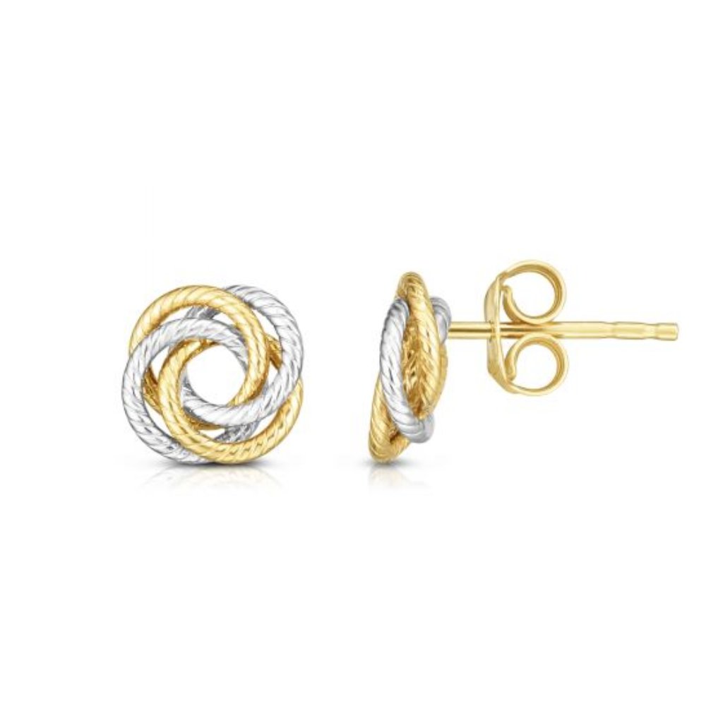 14k Two Tone Knot Earring